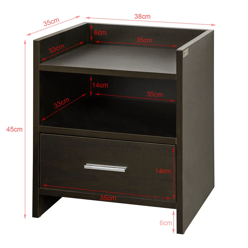 SoBuy FBT66-BR Table de Chevet Table de Nuit Bout de Canapé avec 1 Tiroir 1 Niche