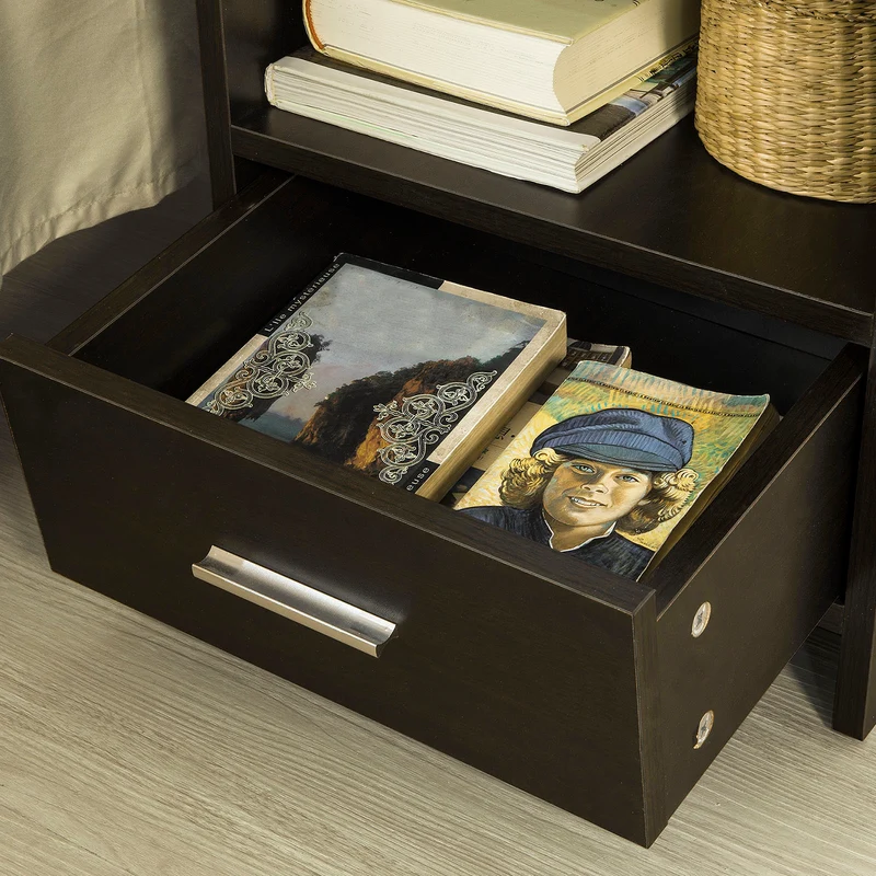 SoBuy FBT66-BR Table de Chevet Table de Nuit Bout de Canapé avec 1 Tiroir 1 Niche