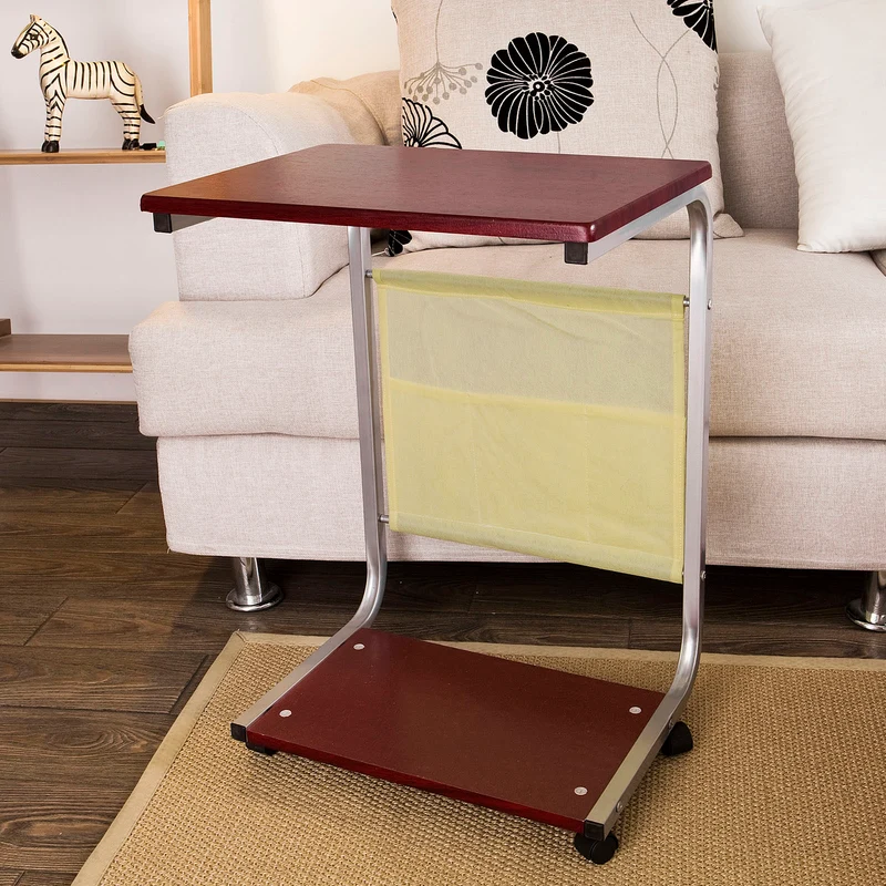 SoBuy FBT21-BR Table d'appoint à roulettes Table basse Bout de Canapé Table de lit roulante