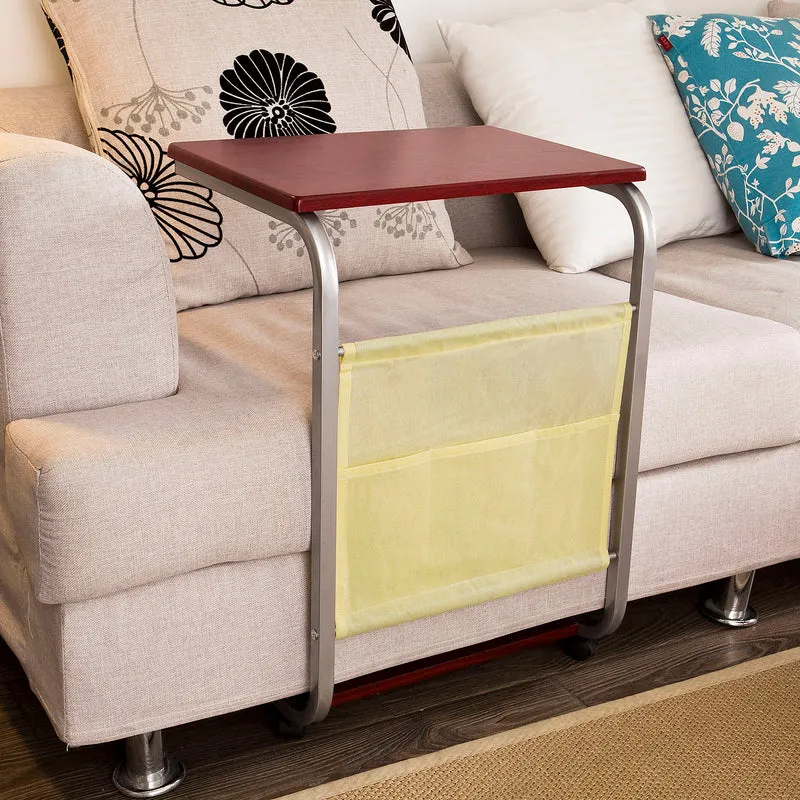 SoBuy FBT21-BR Table d'appoint à roulettes Table basse Bout de Canapé Table de lit roulante