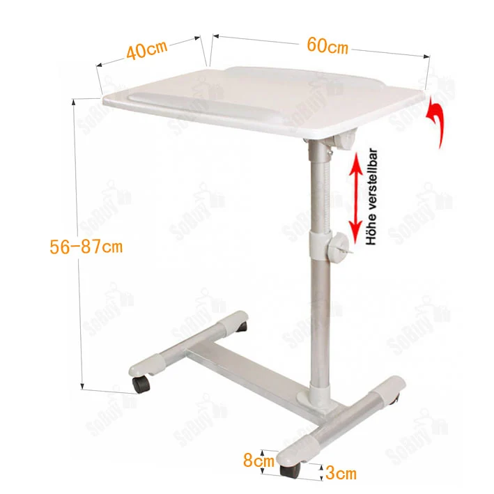 SoBuy FBT07N2-W Table de lit pour ordinateur portable, iPad, lecture avec plateau inclinable