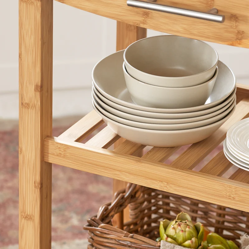 SoBuy FKW28-SCH Desserte Cuisine avec Roulettes et Étagère, Mobile, pour Cuisine et Salle à Manger, Rangement Optimisé, Pratique – L58×P40×H85 cm, Bambou, Noir