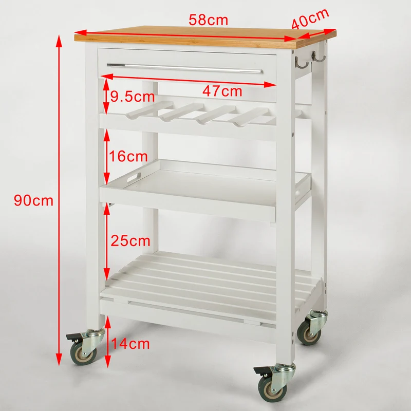 SoBuy FKW16-WN Table roulante meuble de rangement cuisine Desserte à roulettes