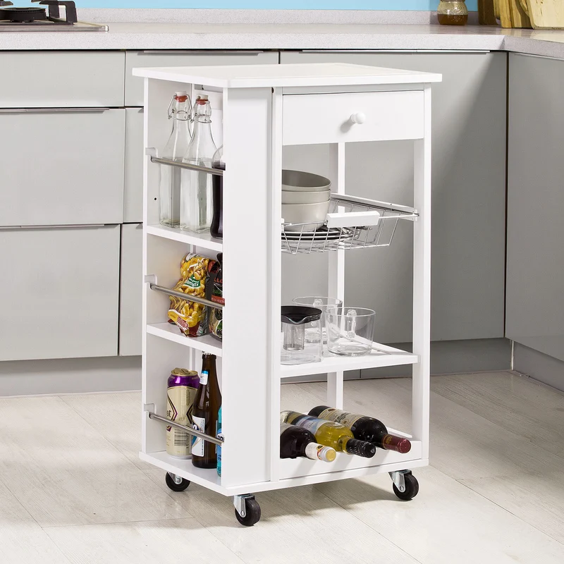 SoBuy FKW12-W Desserte à roulettes, Meuble rangement, Kitchen Trolley Chariot de Cuisine