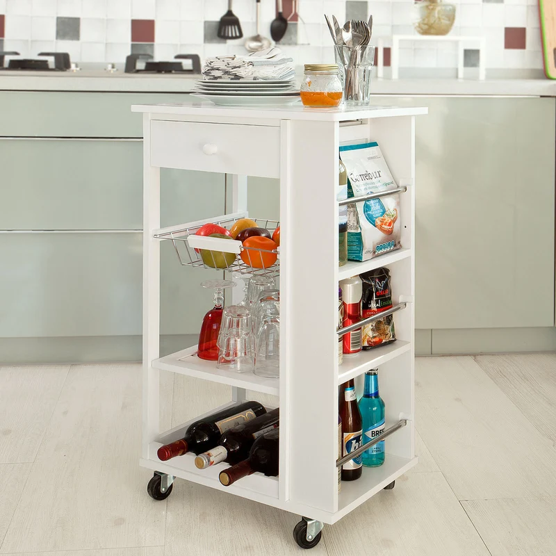 SoBuy FKW12-W Desserte à roulettes, Meuble rangement, Kitchen Trolley Chariot de Cuisine