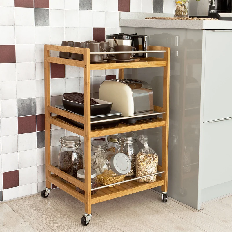 SoBuy FKW11-N Table roulante Meuble de rangement à roulettes, Desserte de cuisine