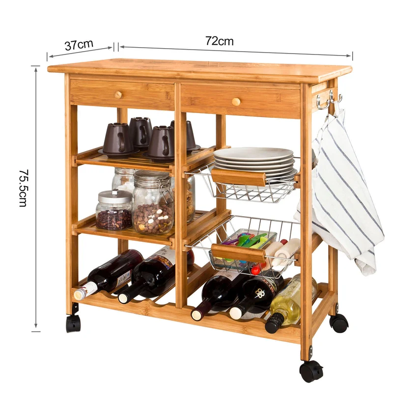 SoBuy FKW06-N Chariot de Cuisine Roulant, Meuble Rangement Cuisine, Kitchen Trolley