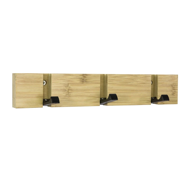 SoBuy FHK14-N Étagère Murale Porte-Manteau Porte-Serviette Mural en bambou avec 3 Crochets
