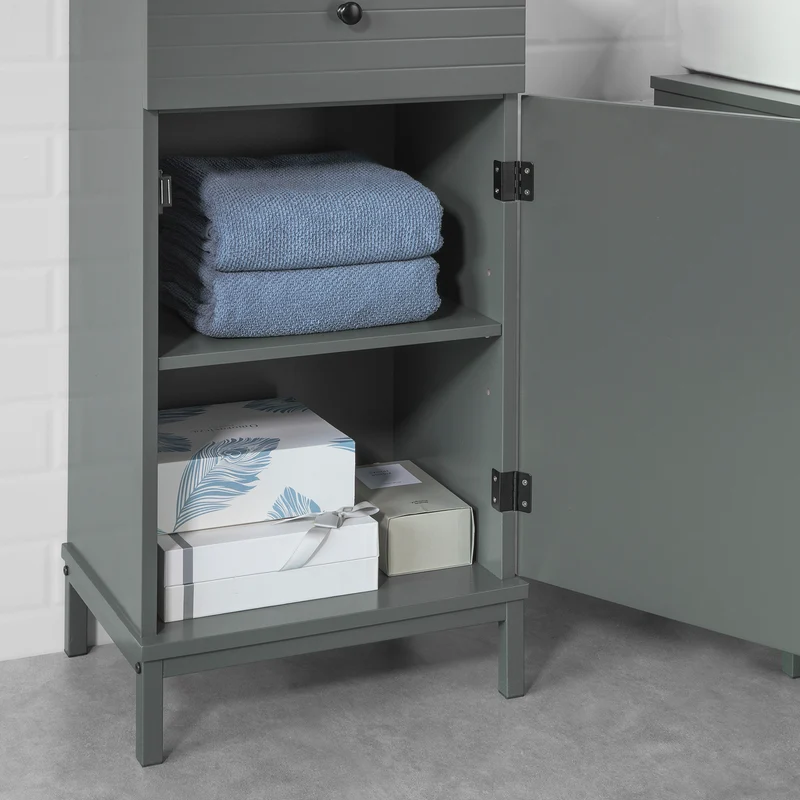SoBuy BZR26-DG Meuble Bas de Salle de Bain Armoire Toilette avec 1 Tiroir + 1 Porte