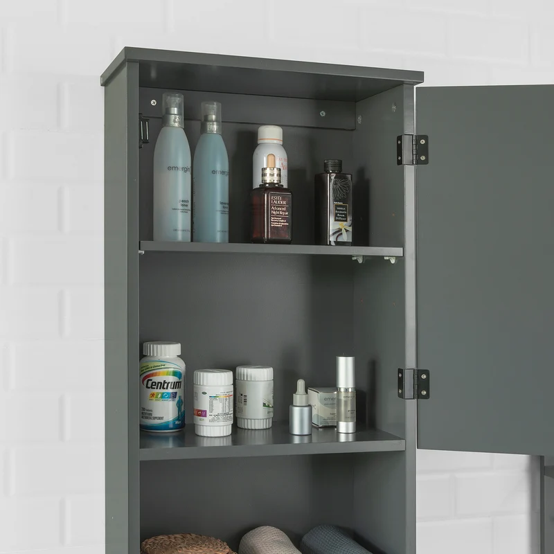 SoBuy BZR25-DG Meuble Haut Armoire Suspendue de Toilettes Placard Mural