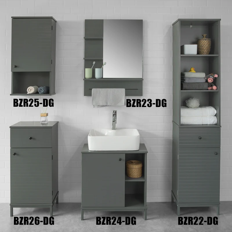 SoBuy BZR23-DG Miroir avec Porte-Serviettes Miroir Mural Miroir de Salle de Bain avec étagères
