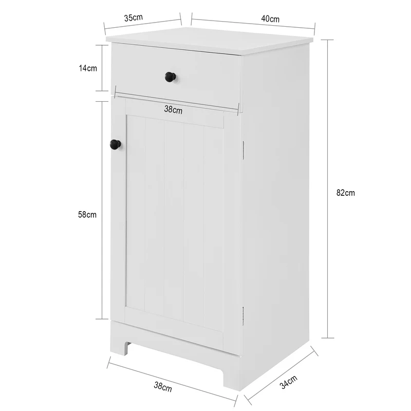 SoBuy BZR20-W Meuble Bas de Salle de Bain Armoire Toilette avec 1 tiroir et 1 Porte