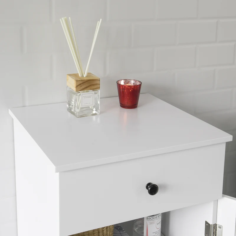 SoBuy BZR20-W Meuble Bas de Salle de Bain Armoire Toilette avec 1 tiroir et 1 Porte