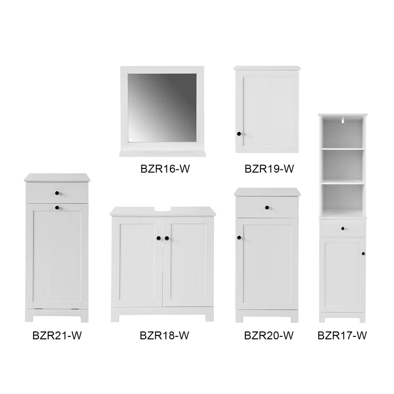 SoBuy BZR16-W Miroir Mural Meuble Salle de Bain avec 1 étage Plateau