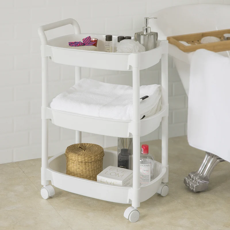 SoBuy BZR15-K-W Chariot de stockage à roulettes Etagère cuisine salle de bains