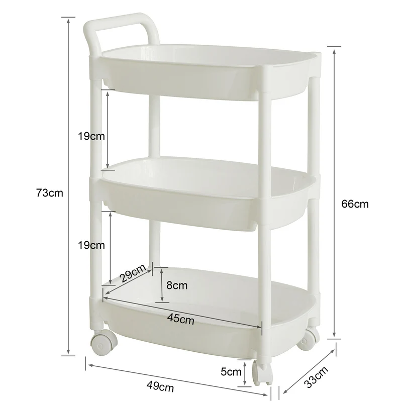SoBuy BZR15-K-W Chariot de stockage à roulettes Etagère cuisine salle de bains