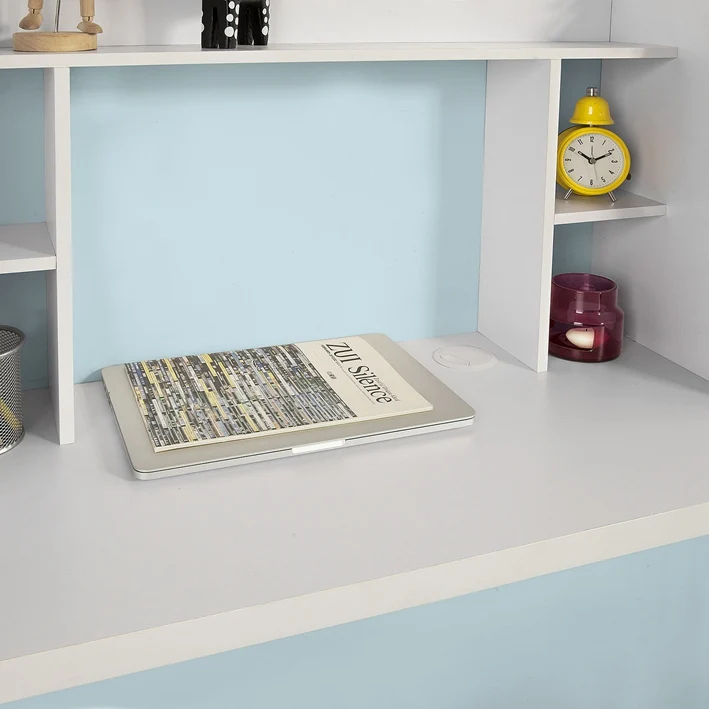 SoBuy FWT18-W Table murale Bureau avec Étagère intégrée Armoire de rangement Blanc
