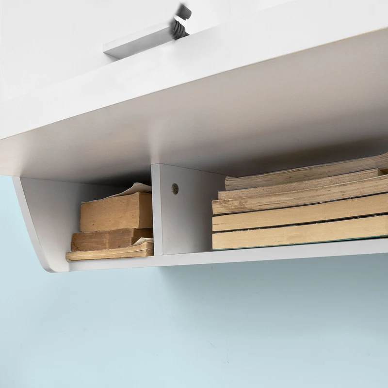 SoBuy FWT18-W Table murale Bureau avec Étagère intégrée Armoire de rangement Blanc