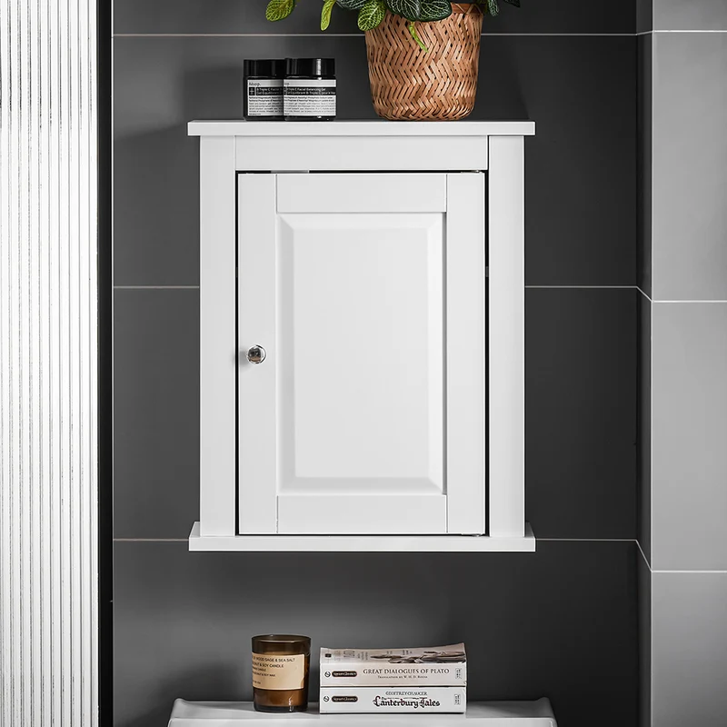 SoBuy FRG203-W Meuble Haut de Salle de Bain, 1 porte Placard Commode Meuble de Rangement