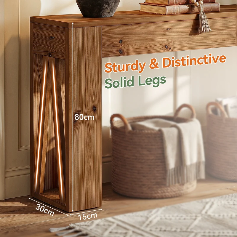 Tribesigns Console en sapin massif 160 cm, Table d'entrée étroite de style campagnard