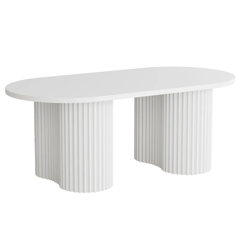 Tribesigns Table basse ovale de 120 cm, Table de salon moderne avec un plateau rainuré au design minimaliste