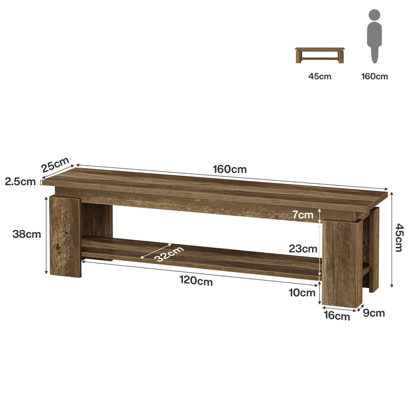 Tribesigns Banc à chaussures 160 cm avec étagère, Banc d'entrée de chambre et de salle à manger