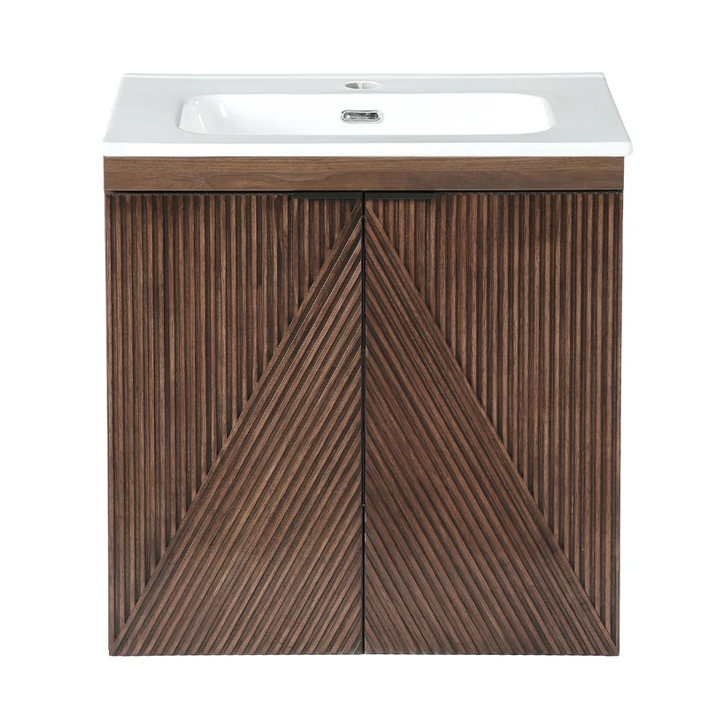 Tribesigns Meuble vasque 60 cm avec meuble bas, Meuble vasque suspendu avec vasque en céramique
