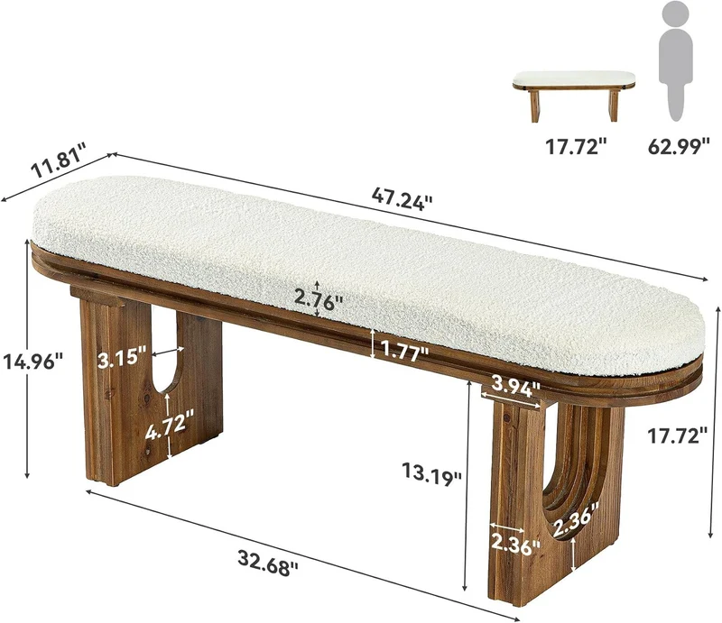 Banc en bois, Banc d'entrée moderne Banc à chaussures, 120 x 30 x 45 cm, Banc d'entrée rembourré