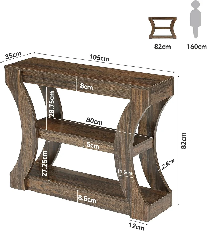 Tribesigns Console de 105 cm avec rangement, idéale pour l'entrée, Table basse étroite à placer derrière le canapé