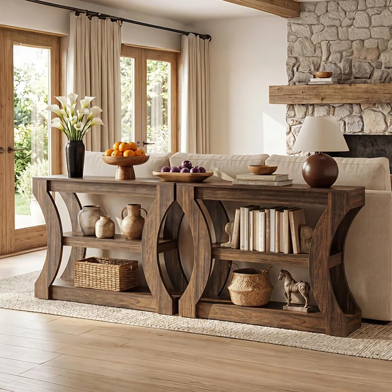 Tribesigns Console de 105 cm avec rangement, idéale pour l'entrée, Table basse étroite à placer derrière le canapé