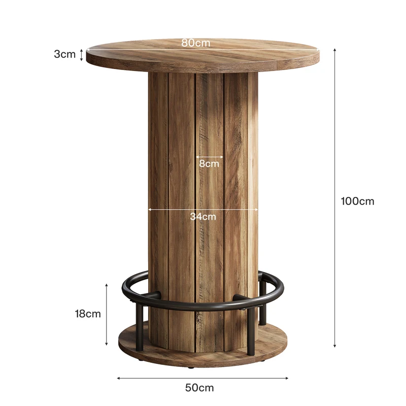 Tribesigns Table haute ronde de 100 cm de haut, Table de bistrot Plateau de table 80 x 80 cm