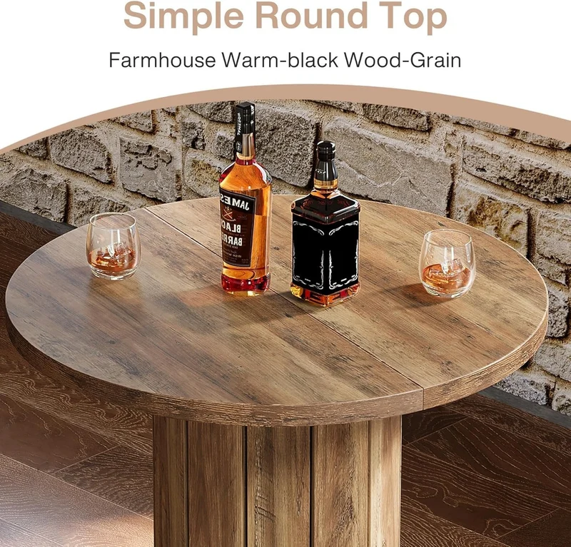 Tribesigns Table haute ronde de 100 cm de haut, Table de bistrot Plateau de table 80 x 80 cm