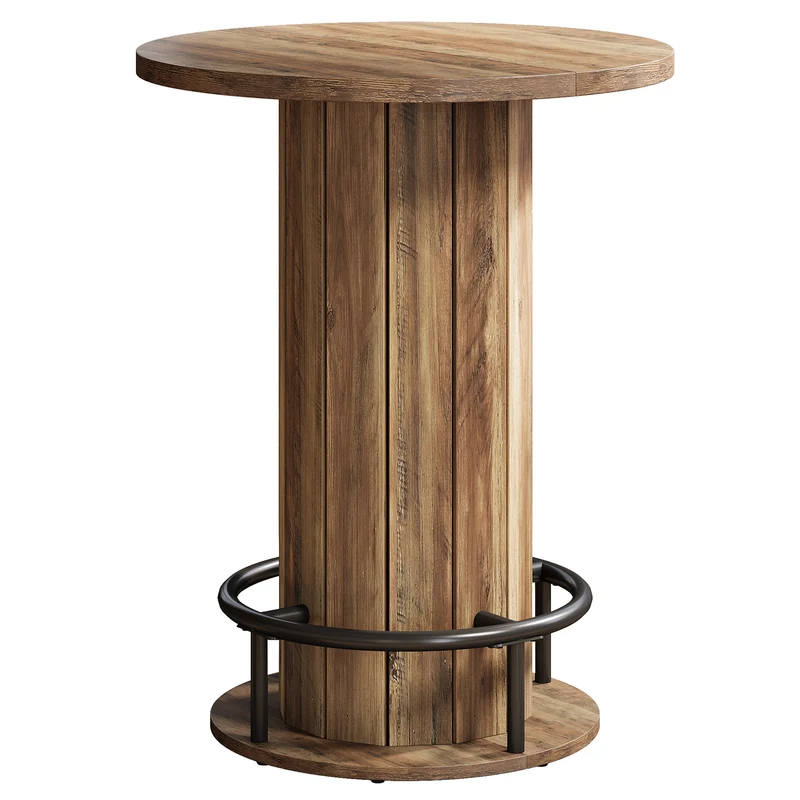 Tribesigns Table haute ronde de 100 cm de haut, Table de bistrot Plateau de table 80 x 80 cm