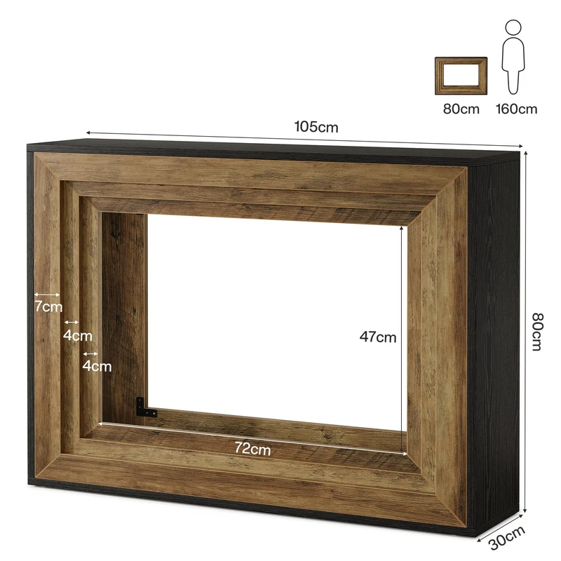 Console 105 cm avec 2 étagères, Table d'entrée étroite pour salon et hall d'entrée