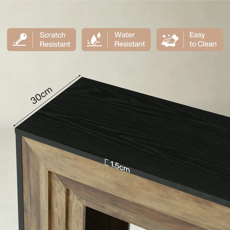 Console 105 cm avec 2 étagères, Table d'entrée étroite pour salon et hall d'entrée
