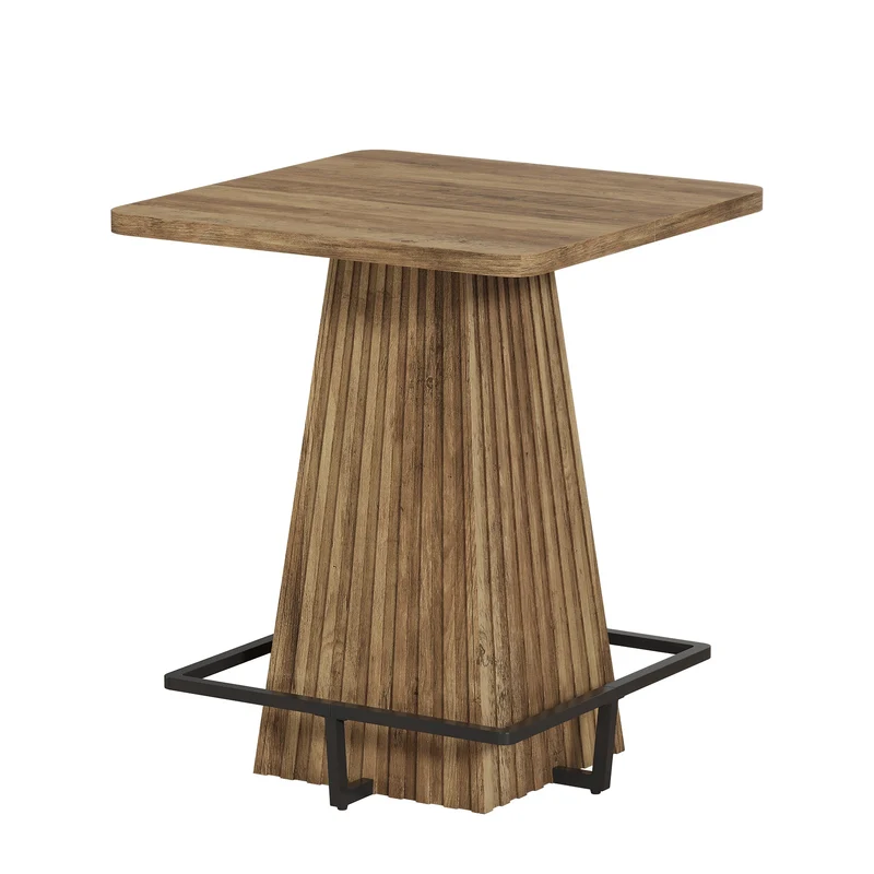 Tribesigns Table de bar 80 cm, Table haute carrée avec repose-pieds en métal style champêtre