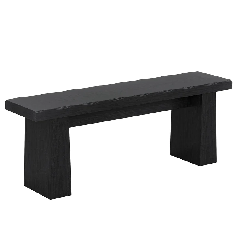 Banc noir de 120 cm, Banc en bois moderne, Banc de salle à manger polyvalent au design minimaliste