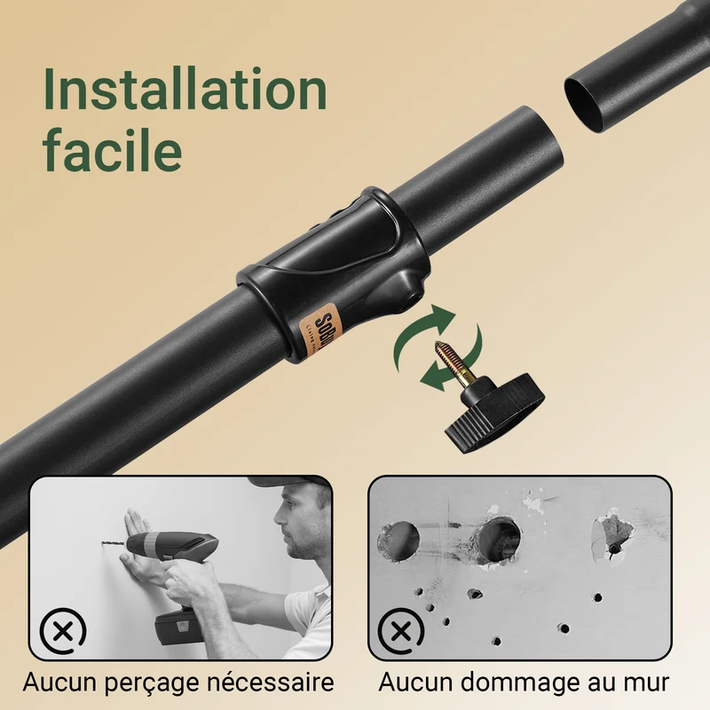 sebuyfr.comG34-II-SCH Dressing télescopique sans perçage 124–226 cm avec tringles et étagères – Penderie ouverte noire