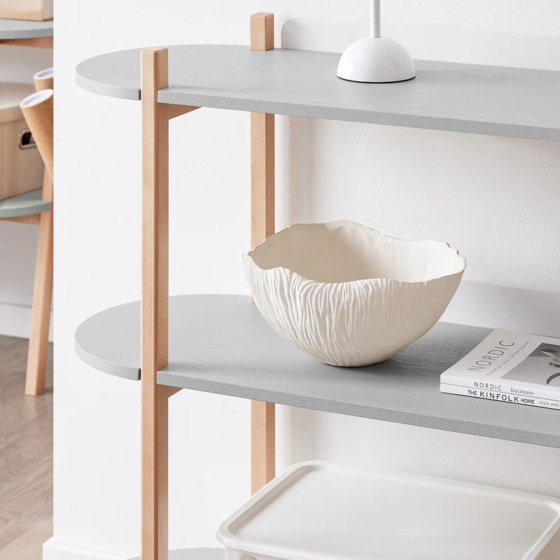 SoBuy HSTR01-H-HG Console d’Entrée avec 3 Niveaux, pour Salon et Chambre, Rangement Optimisé, Design Fonctionnel, Usage Quotidien – L100×P33×H88 cm, Bois, Gris