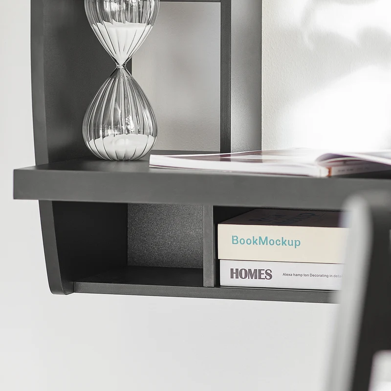 SoBuy FWT18-Sch Table Murale Bureau avec Étagère intégrée Armoire de Rangement Murale