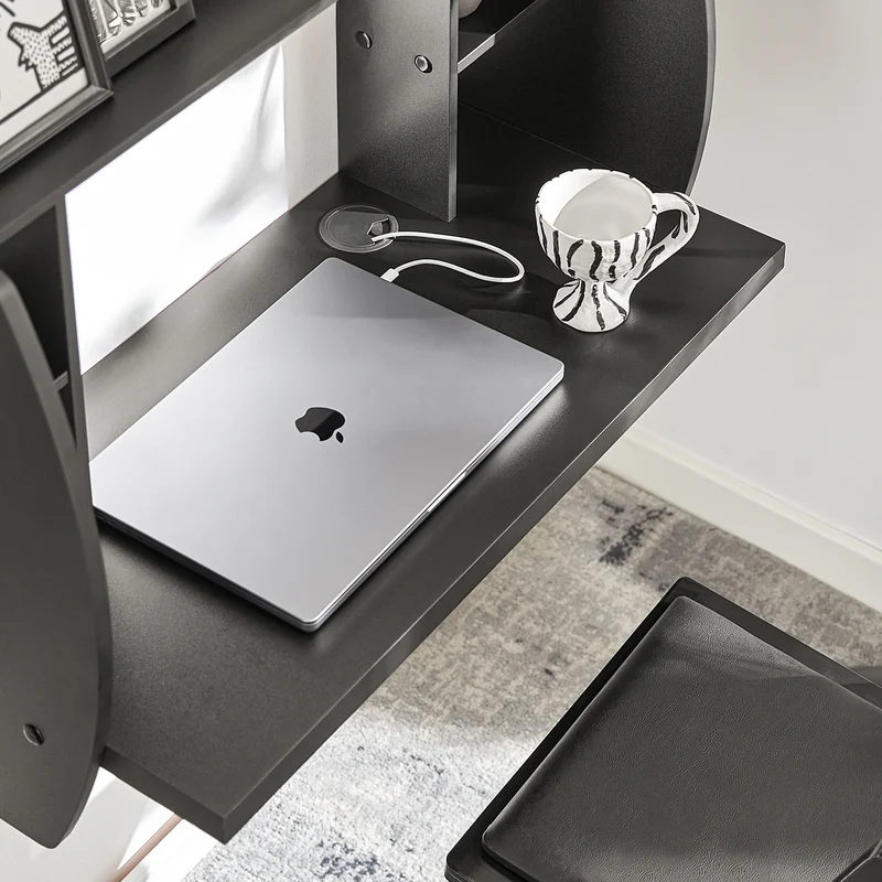 SoBuy FWT18-Sch Table Murale Bureau avec Étagère intégrée Armoire de Rangement Murale