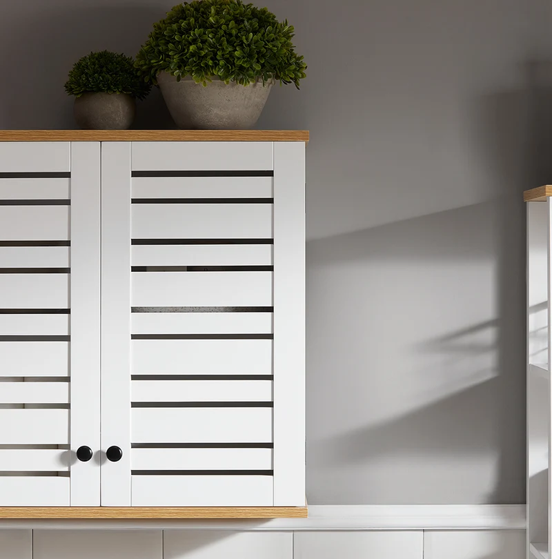 SoBuy BZR42-W Armoire Murale Salle de Bain avec Portes Persiennes et Étagères Réglables – 60×56×19 cm – Blanc