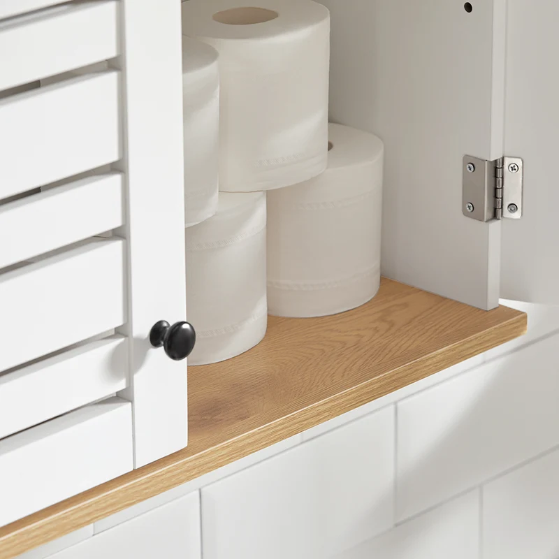 SoBuy BZR42-W Armoire Murale Salle de Bain avec Portes Persiennes et Étagères Réglables – 60×56×19 cm – Blanc