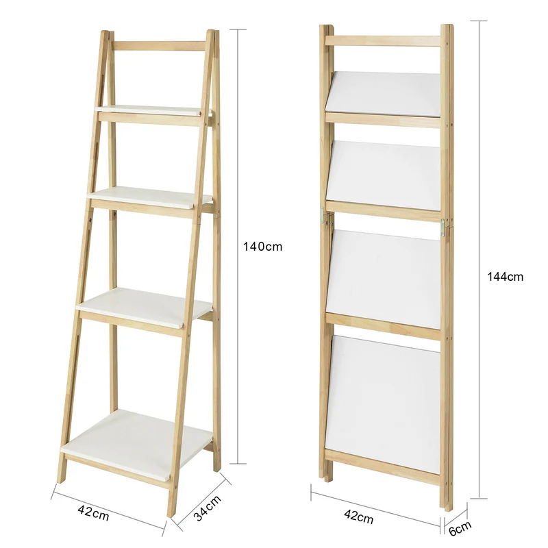 SoBuy FRG162-N Étagère Pliable Style échelle Étagère pour Salle de Bain, Bureau, Salon, etc. avec 4 Niveaux de Rangement