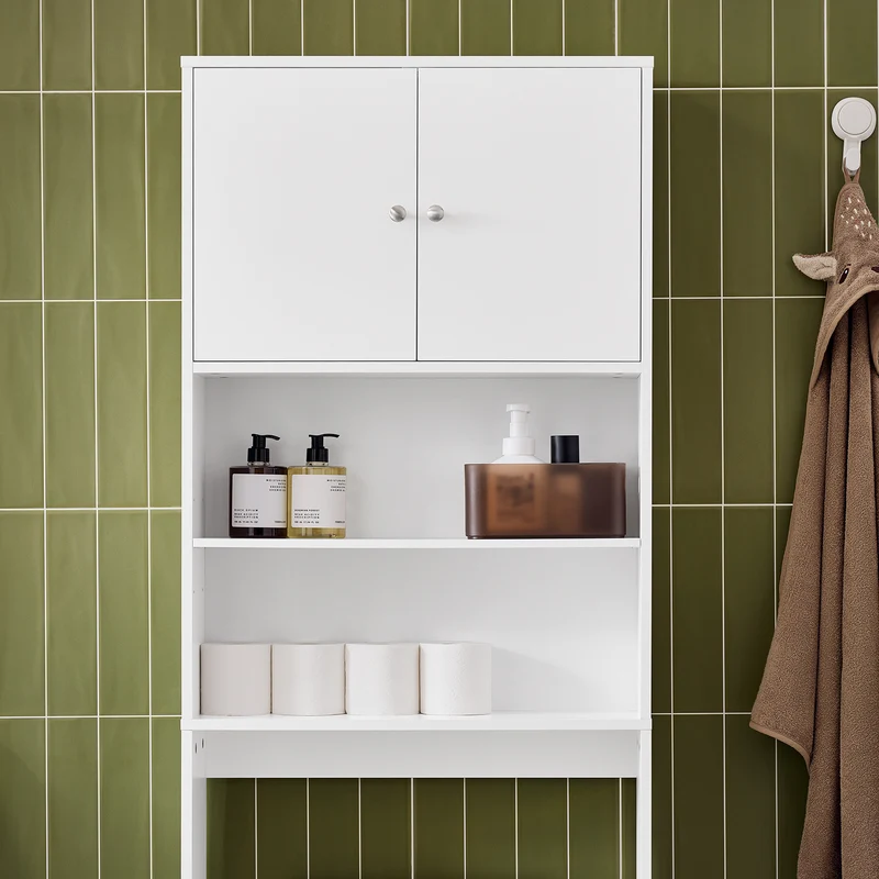 SoBuy BZR165-W Colonne Salle de Bain avec 3 Niveaux, pour Salle de Bain et WC, Rangement Optimisé, Design Fonctionnel, Usage Quotidien – L65×P20×H182 cm, Blanc