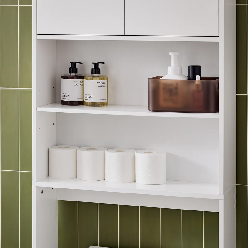 SoBuy BZR165-W Colonne Salle de Bain avec 3 Niveaux, pour Salle de Bain et WC, Rangement Optimisé, Design Fonctionnel, Usage Quotidien – L65×P20×H182 cm, Blanc