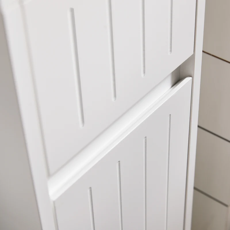 SoBuy BZR160-W Colonne Salle de Bain 20x180x20 cm, Petit Meuble Rangement WC, Meuble Salle de Bain avec Portes, Tiroir, Étagères, Armoire Haute Gain de Place