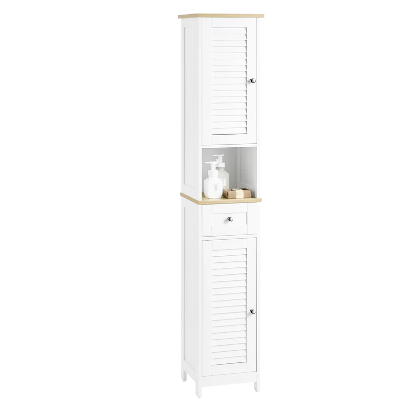 sebuyfr.comG236-WN Meuble Colonne de Salle de Bain Armoire Haute Meuble de Rangement avec étagères réglables, 1 Tiroir et 2 Portes