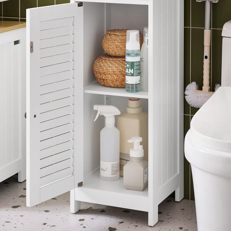 sebuyfr.comG236-WN Meuble Colonne de Salle de Bain Armoire Haute Meuble de Rangement avec étagères réglables, 1 Tiroir et 2 Portes