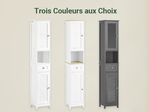 sebuyfr.comG236-WN Meuble Colonne de Salle de Bain Armoire Haute Meuble de Rangement avec étagères réglables, 1 Tiroir et 2 Portes